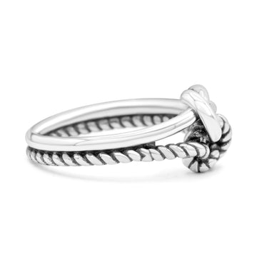Stylish New Design Loop Knot Rope And Infinity Double Row Oxidized Thumb Ring Band